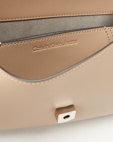 Minimal Monogram East-West Flap Textured Crossbody, TRUFFLE, hi-res