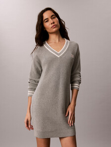 Cotton Knit Jumper Dress, B10 Grey Heather, hi-res