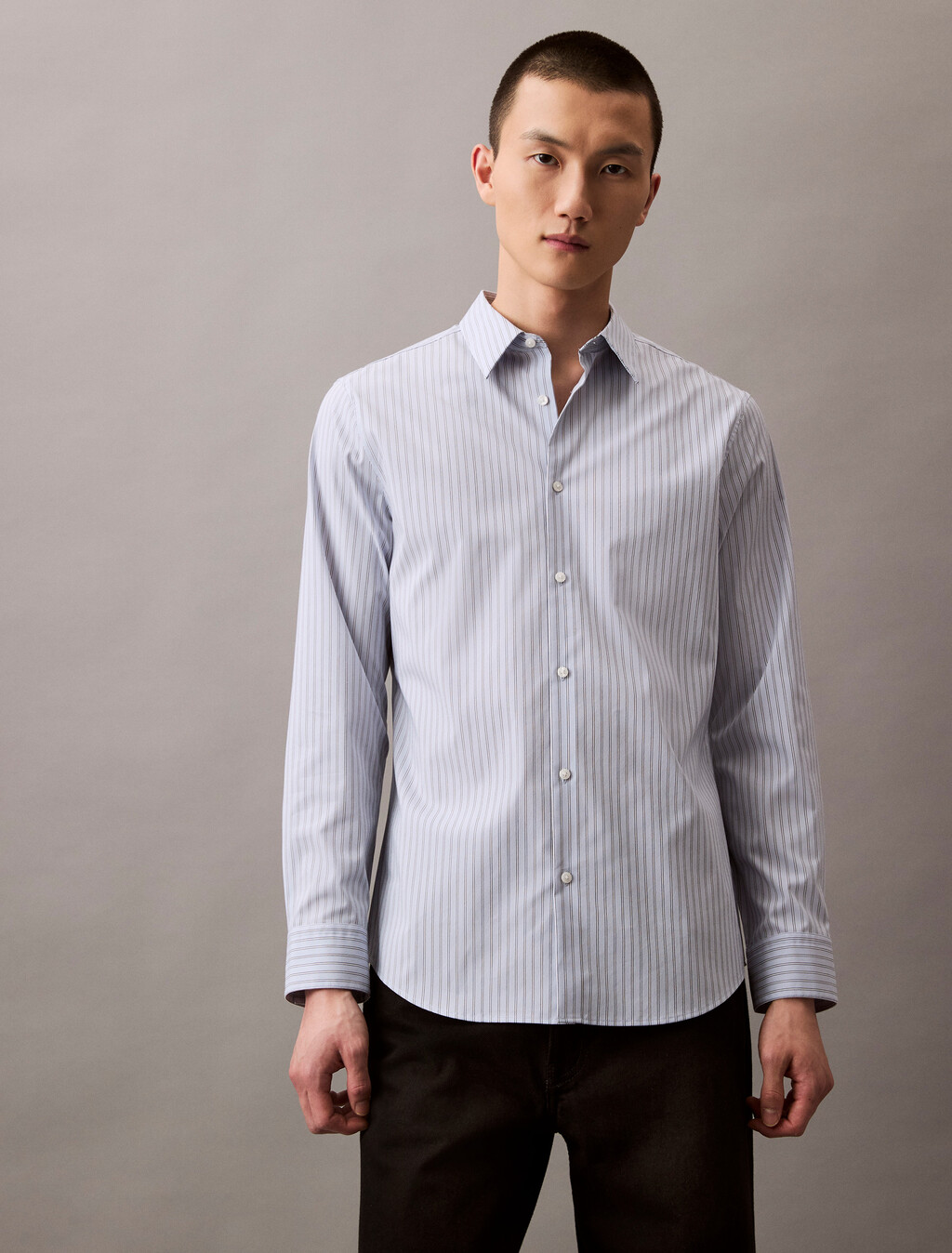 Technical Stripe Slim Shirt, Zen Blue, hi-res