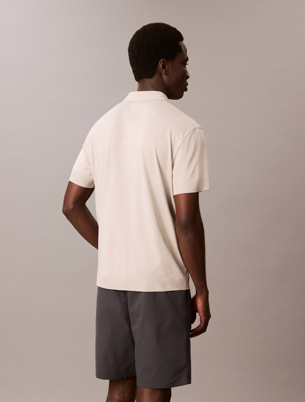 Fine Knit Lyocell Blend Polo Shirt, Dove, hi-res
