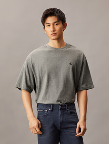 Calvin Logo Crew Neck Tee, Medium Grey Heather, hi-res