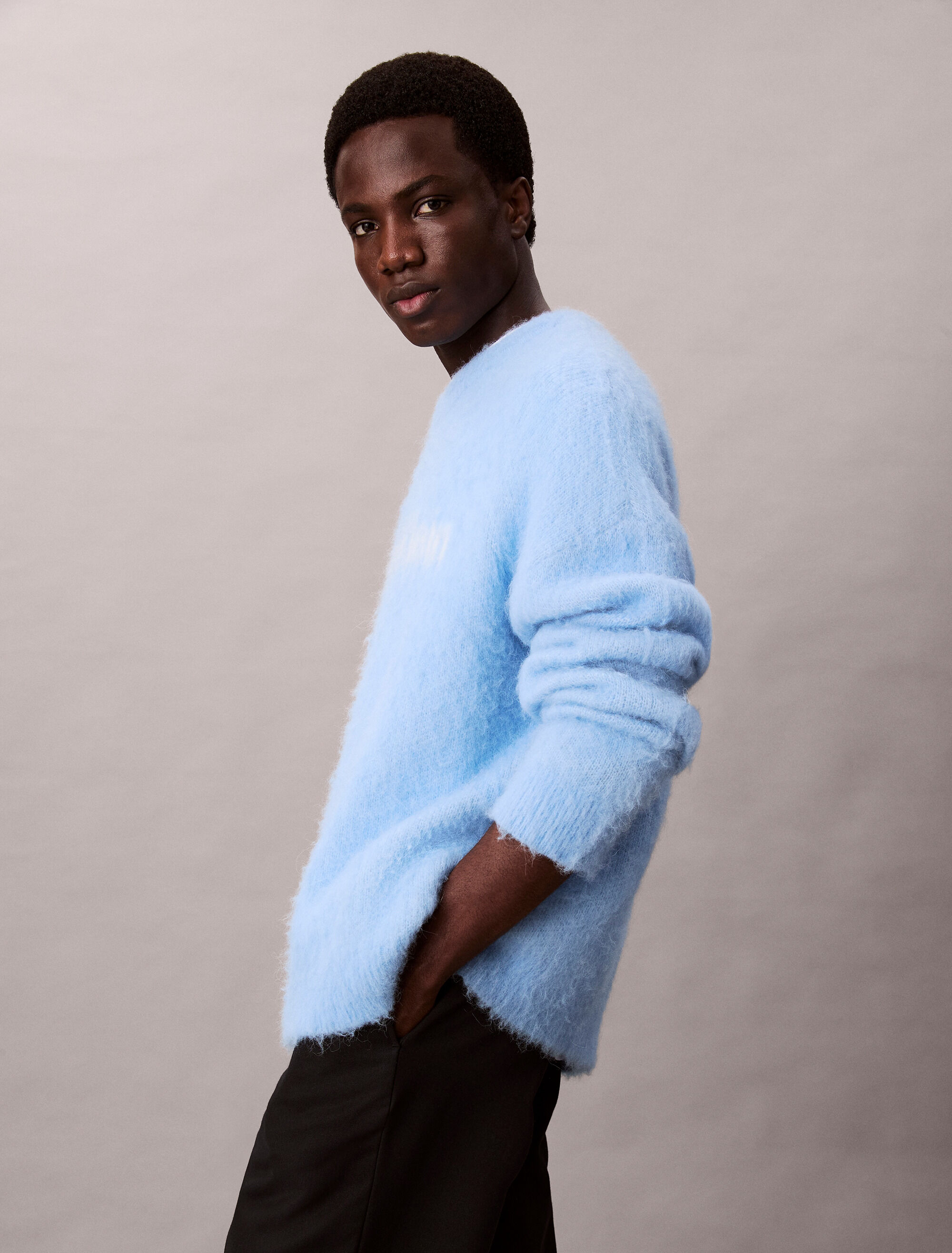 【ハナコ】AMERI Vintage 春リブニット/BLUE Long Zipper Knit Pullover