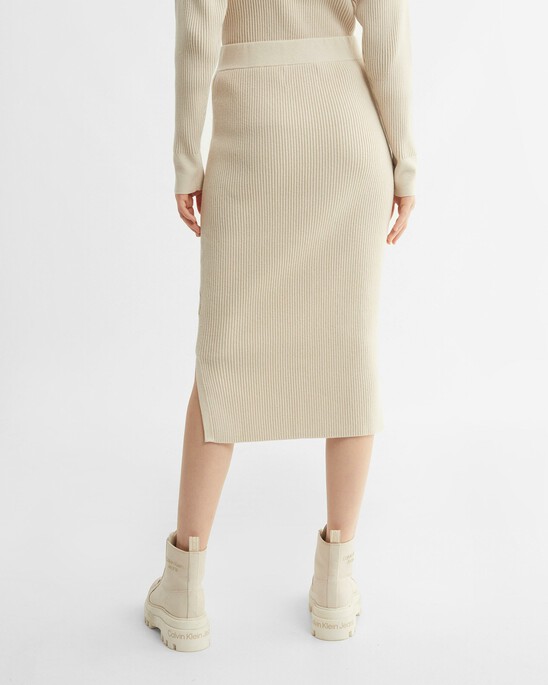 Wool Blend Button-Up Midi Skirt