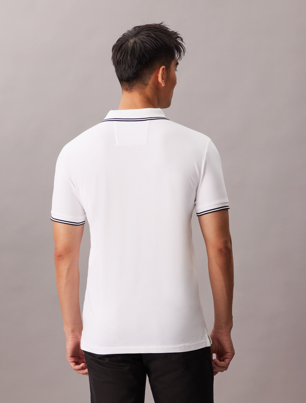 Monogram Slim Tipped Polo, Bright White, hi-res