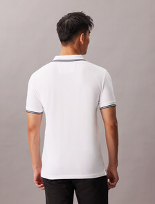 Monogram Slim Tipped Polo, Bright White, hi-res