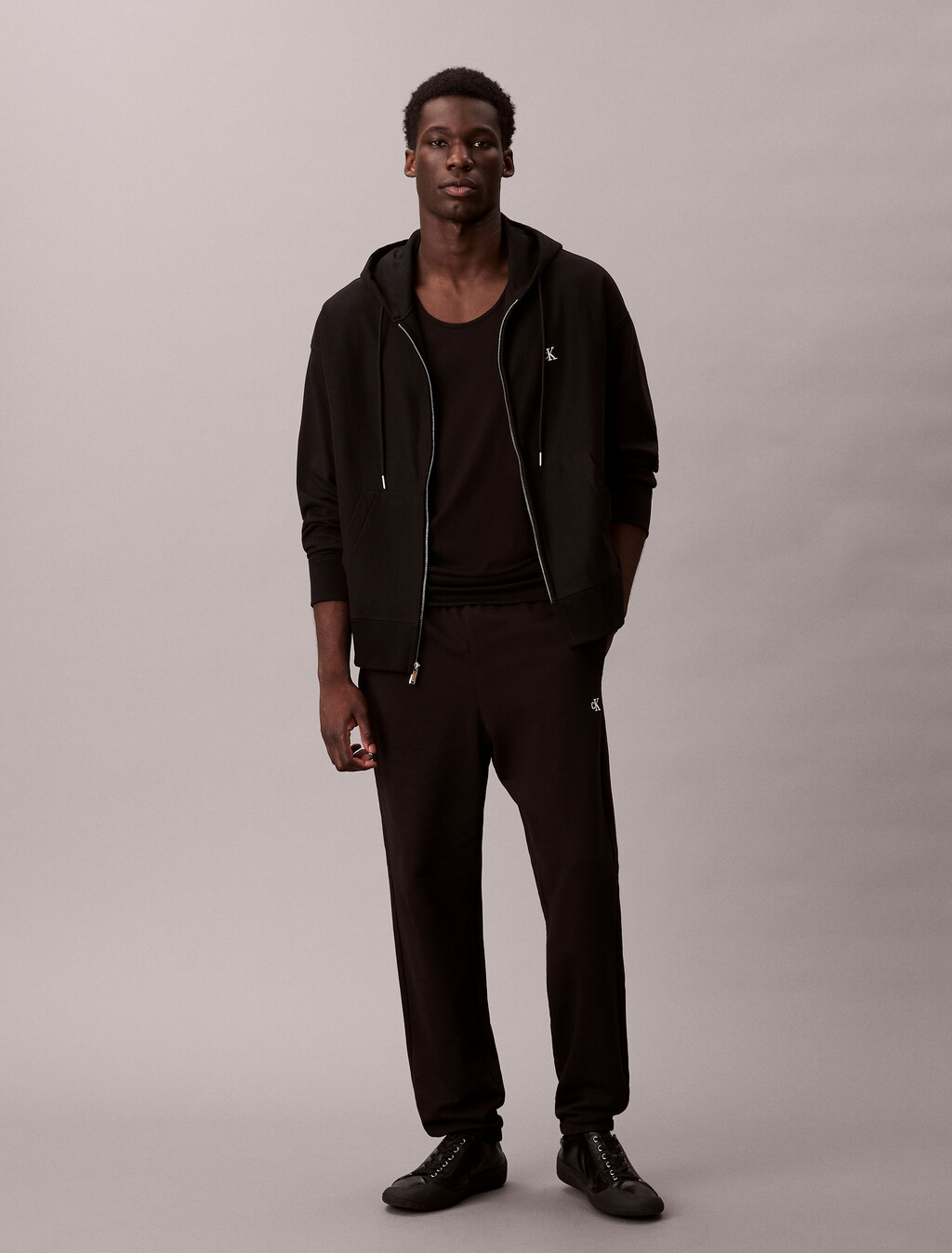 Monogram Cotton Terry Jogger, Black, hi-res