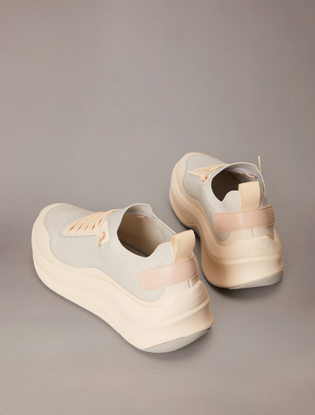 Mesh Chunky Runner Sock Trainers, Vaporous White/Light Cashew, hi-res