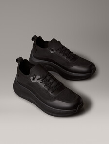 Mesh Chunky Runner Sock Trainers, Triple Black, hi-res