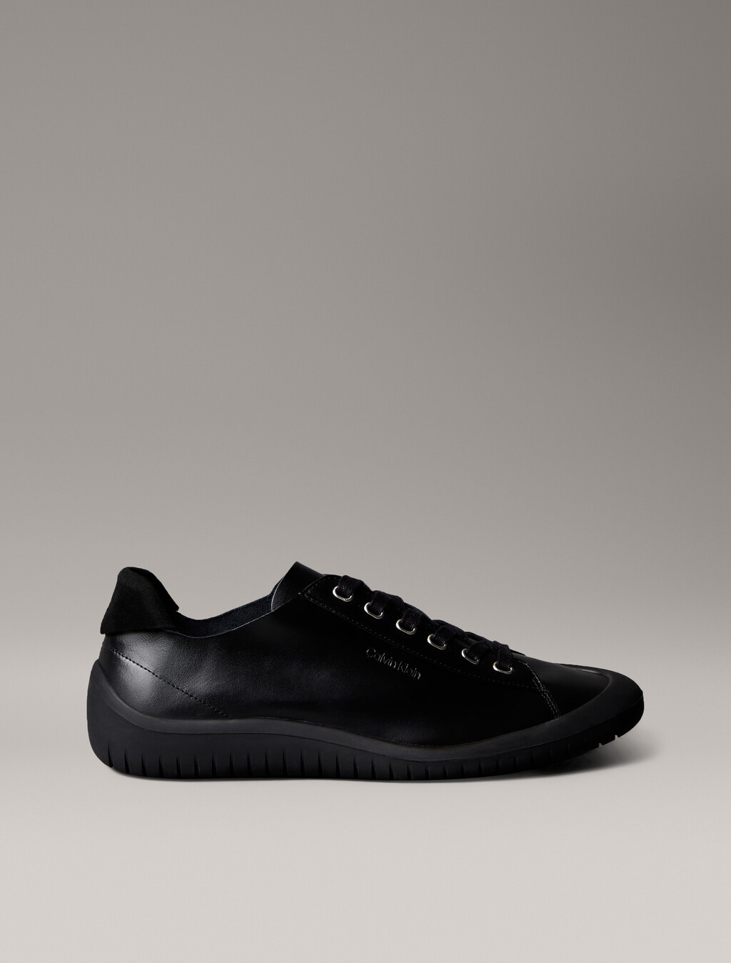 Smooth Leather Hybrid Trainers, Triple Black, hi-res