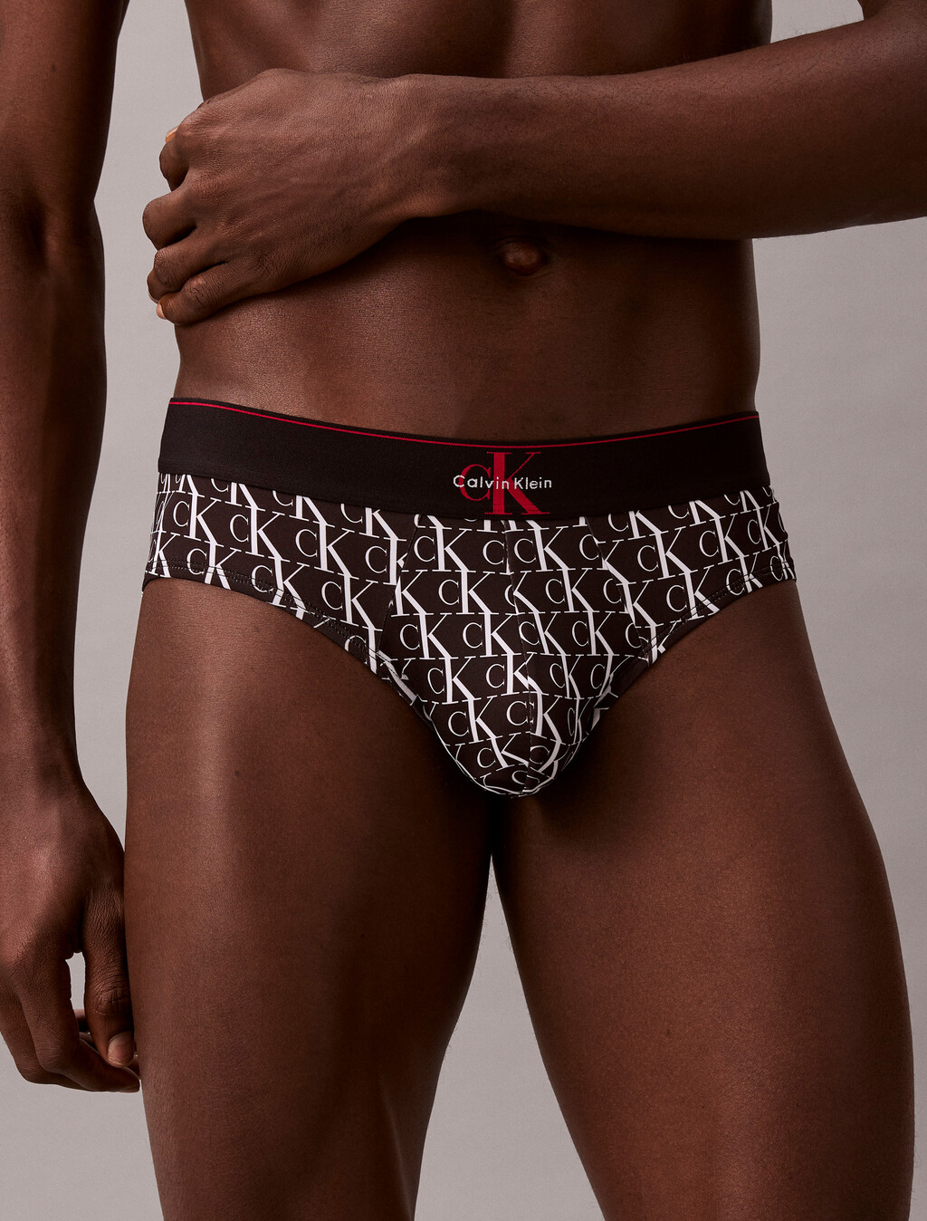 Graphic Monogram Microfiber Stretch Hip Brief, STEPPING LOGO BLACK, hi-res