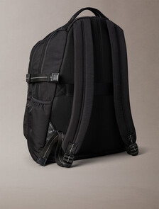 Striped Utility Zip Round Backpack, Black, hi-res