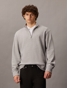 Chenille Monogram Zip Through Sweatshirt, Light Grey Heather, hi-res