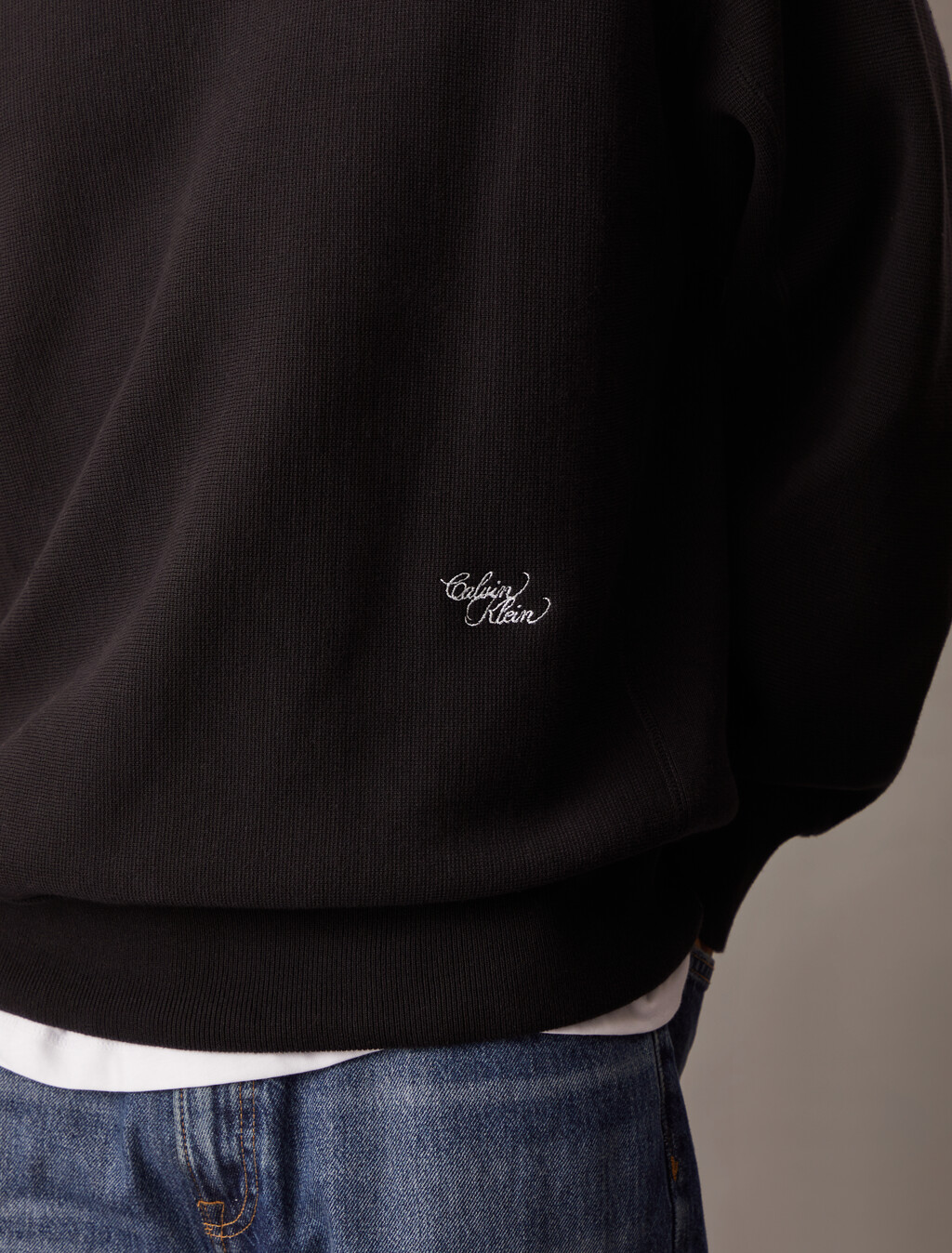 Cotton Blend Relaxed Sweatshirt, Black, hi-res