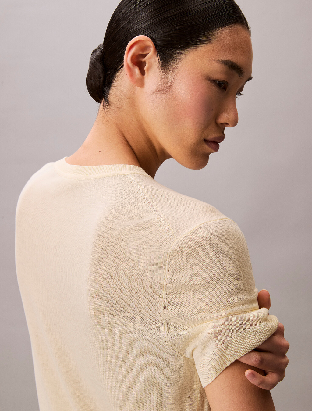 Fine Gauge Viscose Jumper, Buttercream, hi-res
