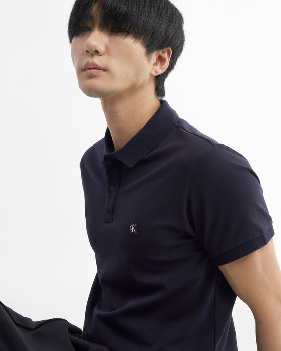 PIMA COTTON STRETCH RAISED COLLAR SLIM POLO