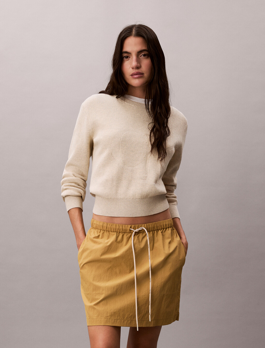 Soft Nylon Mini Skirt, Antelope, hi-res