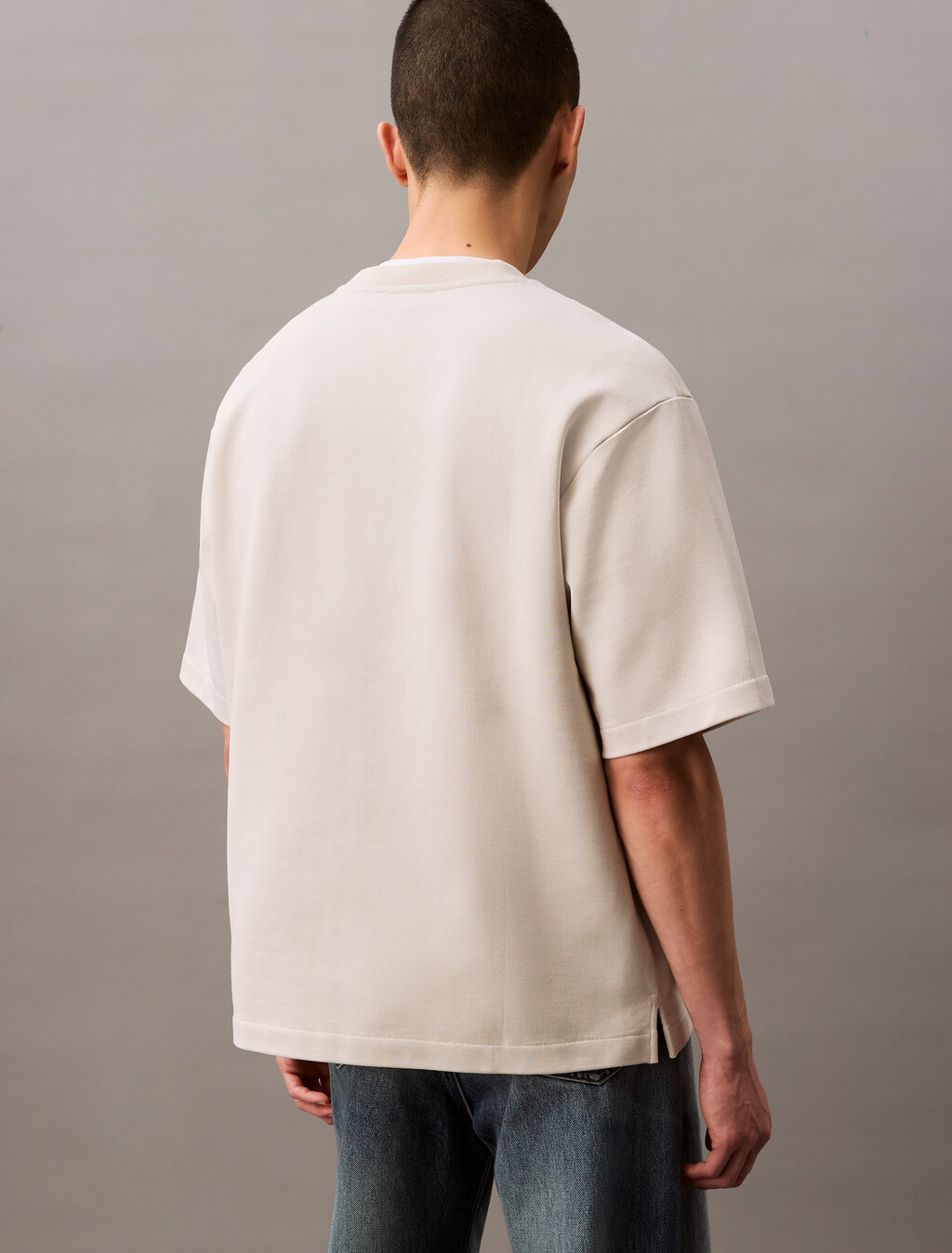 Oversized Logo Patch T-shirt, Silver Birch, hi-res