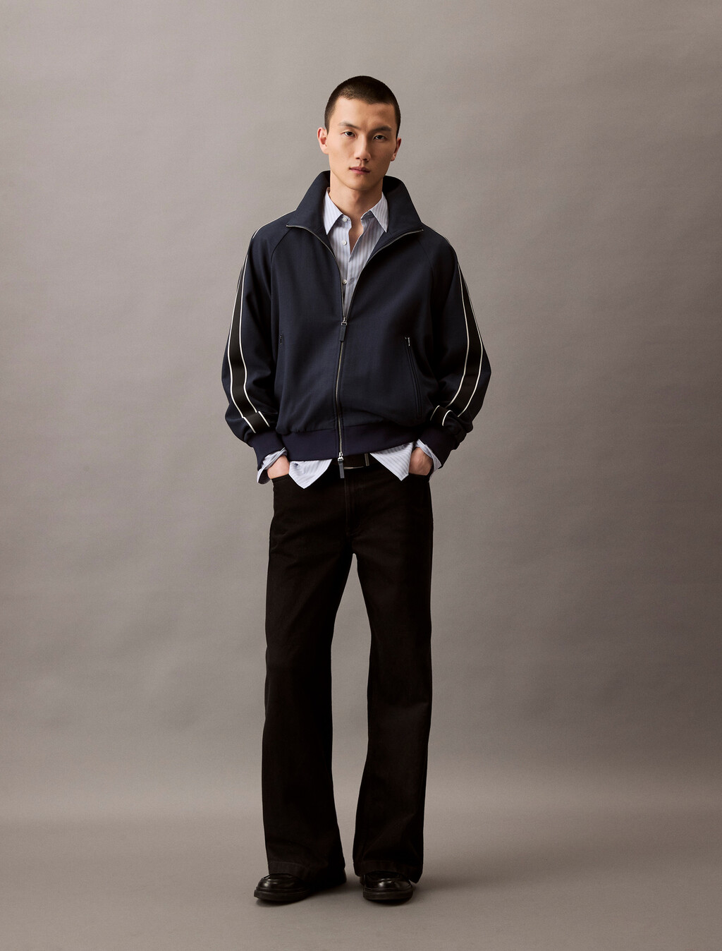 Technical Stripe Slim Shirt, Zen Blue, hi-res