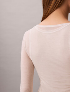 Wool Blend Double-Layer Top, Tofu, hi-res