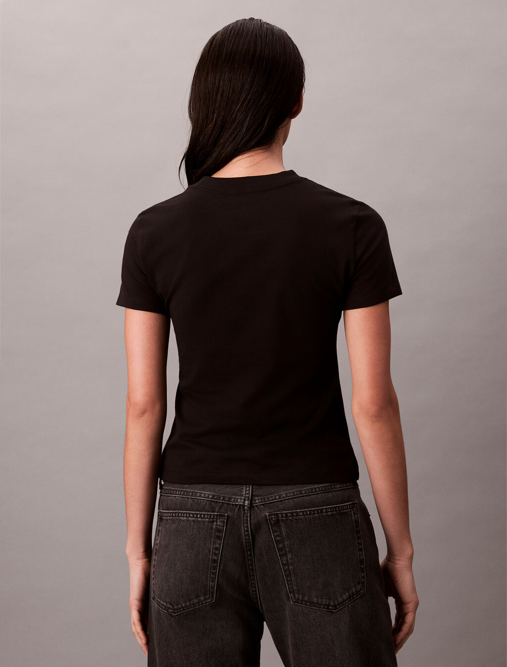 Oval Logo Print Slim Tee, Black, hi-res