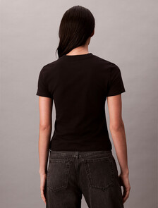 Oval Logo Print Slim Tee, Black, hi-res