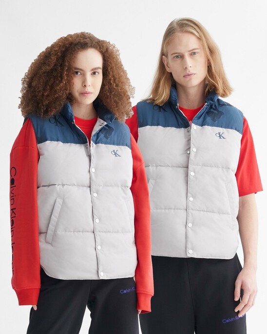 YEAR OF THE RABBIT COLOR BLOCK PUFFER VEST