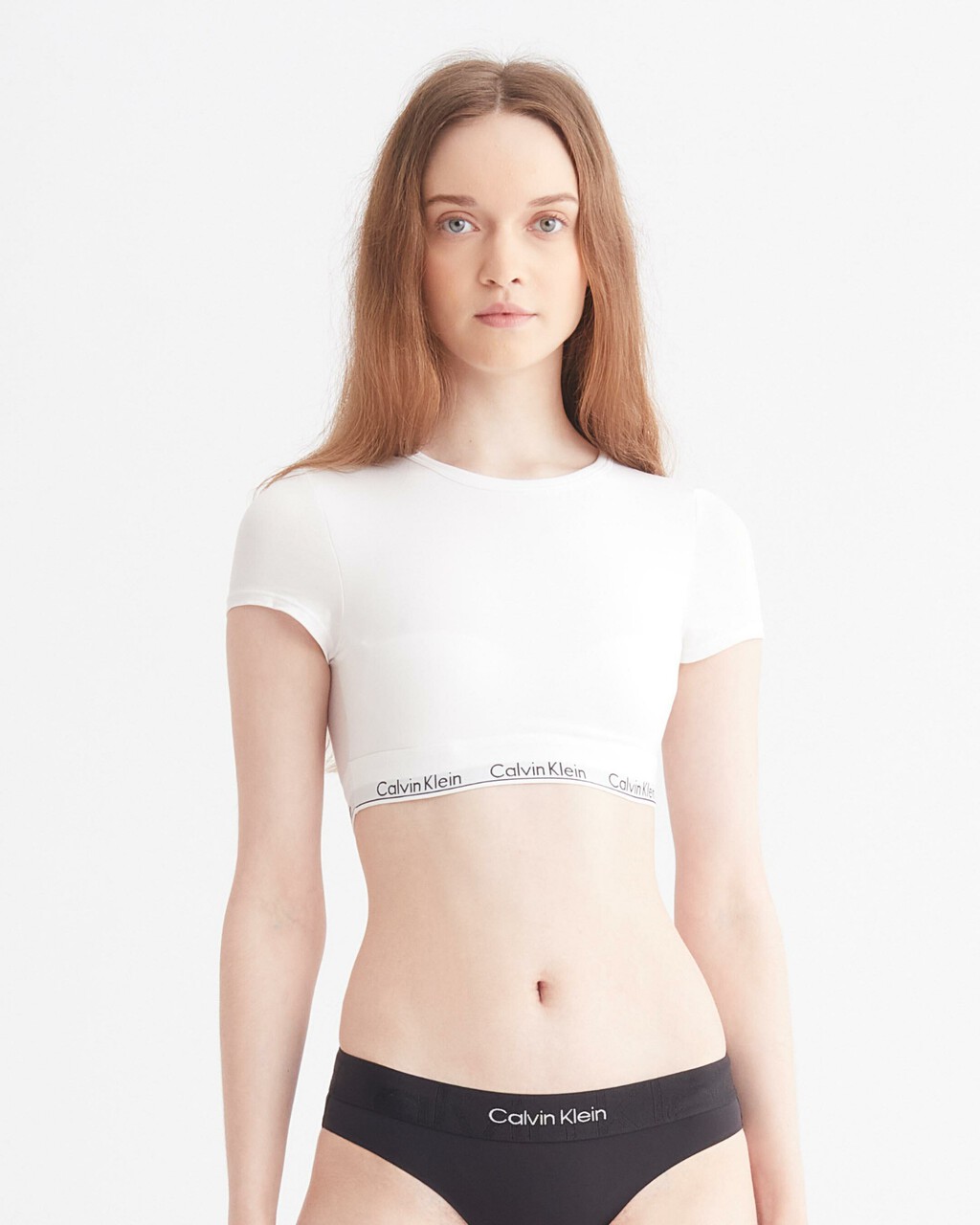 Modern Cotton T-Shirt Bralette, White, hi-res