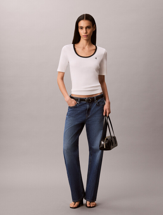 Slim Ribbed Open Back T-shirt