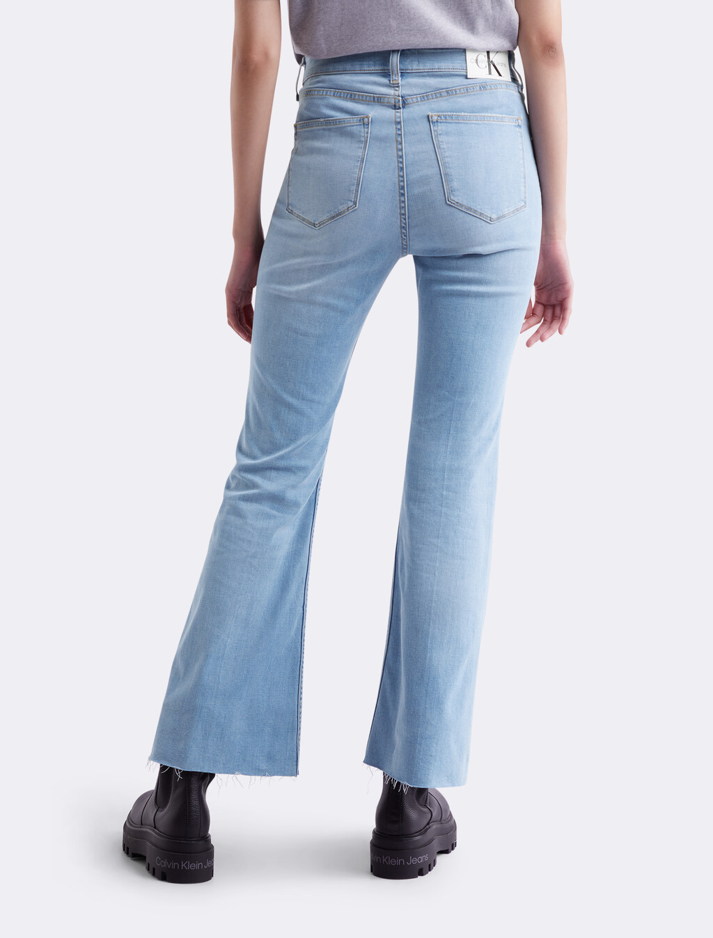 Distressed High Rise Flare Jeans, 081 LIGHT BLUE, hi-res