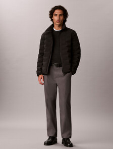Quilted Mock Neck Down Puffer Jacket, Black, hi-res