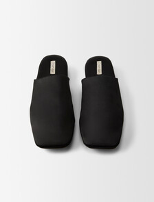 Hugh Silk Satin Slipper, Black, hi-res