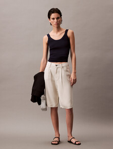 Relaxed Denim Bermuda Shorts, Silver Birch, hi-res
