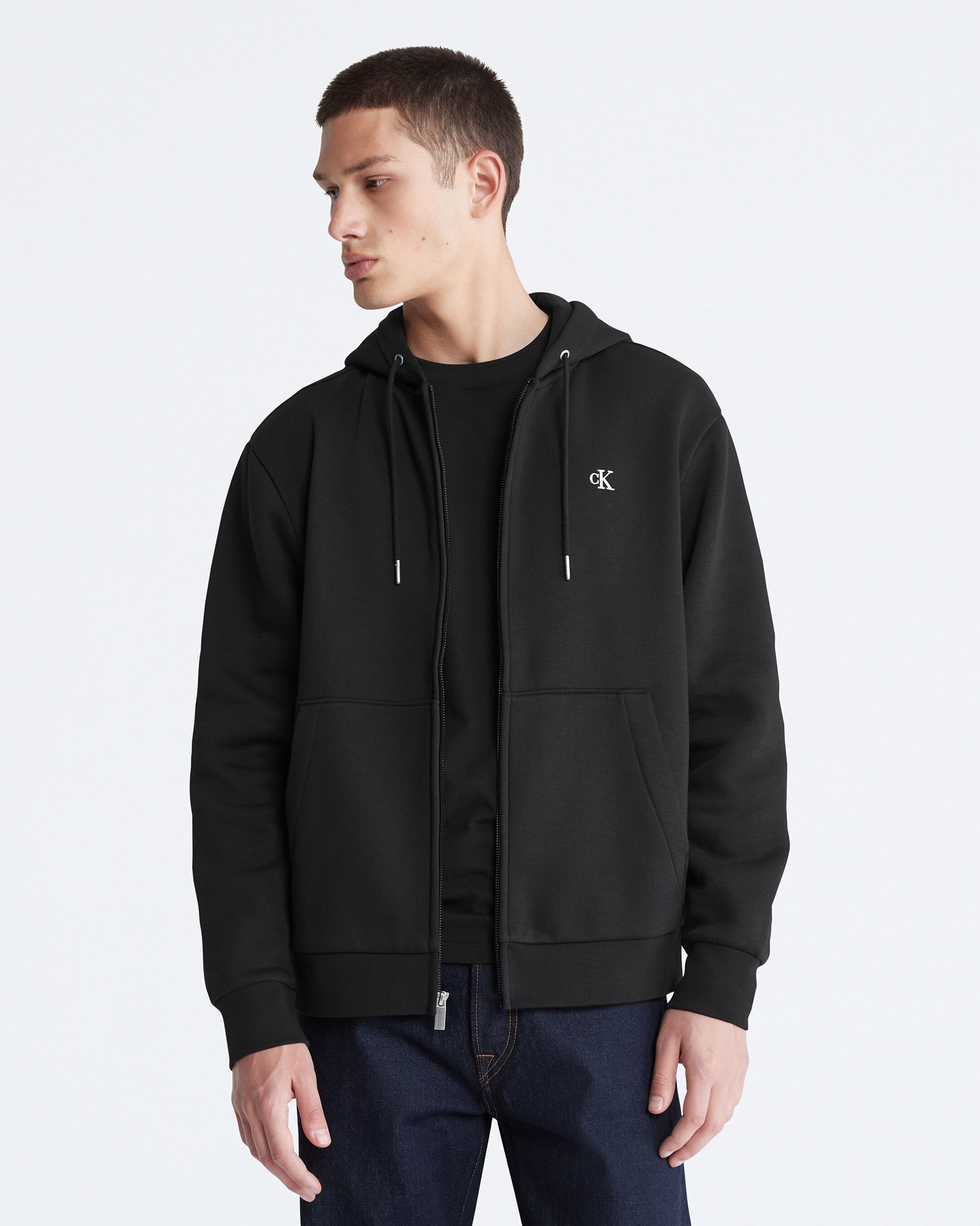 Archive Logo Zip Fleece Hoodie | black | Calvin Klein Malaysia