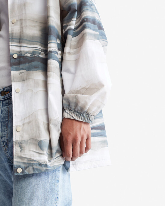 Ocean Marble Print Coach Jacket