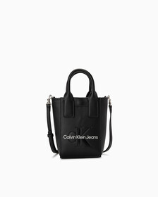 CKJ Sculpted Monogram Micro Tote, BLACK, hi-res