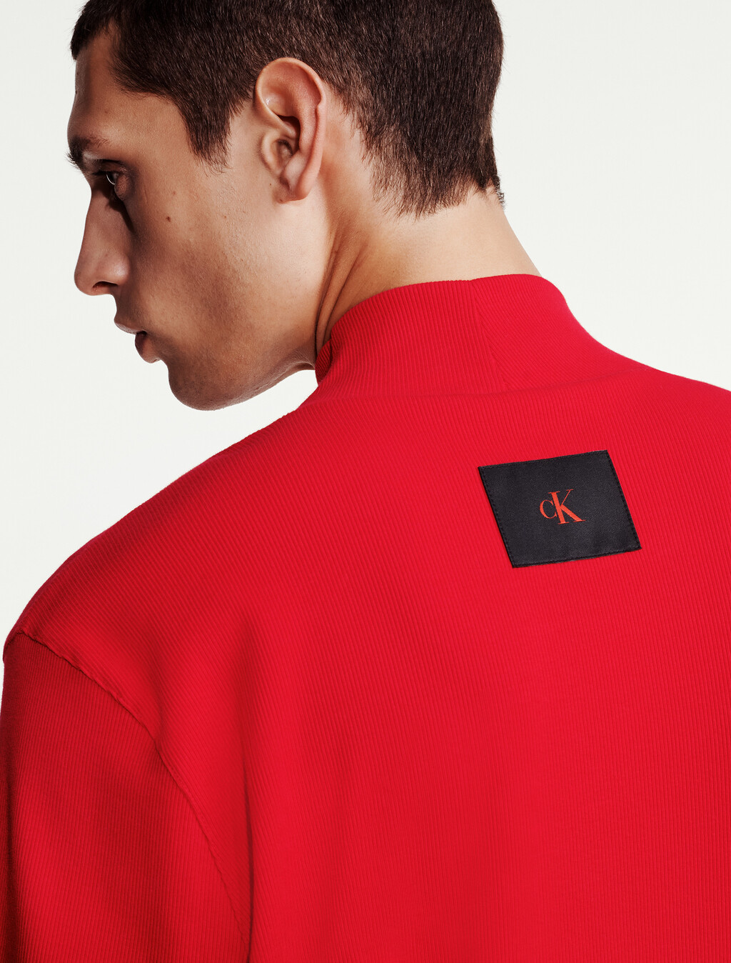 Turtleneck Ribbed Tee, Pantone Red, hi-res