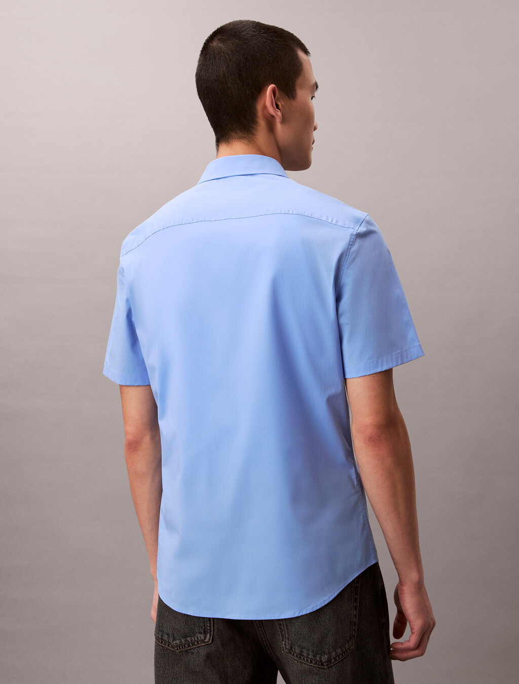 Stretch Cotton Slim Shirt, Blue Descent, hi-res