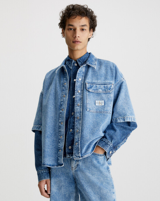Oversized Short Sleeve Denim Shirt