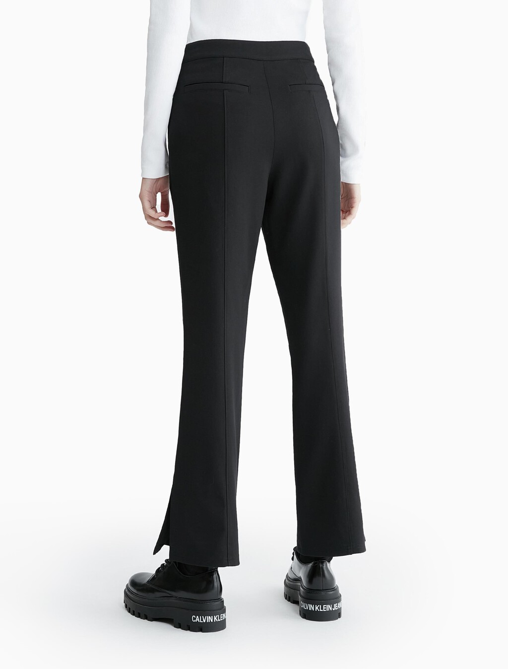 Milano Side Slit Pants, CK BLACK, hi-res