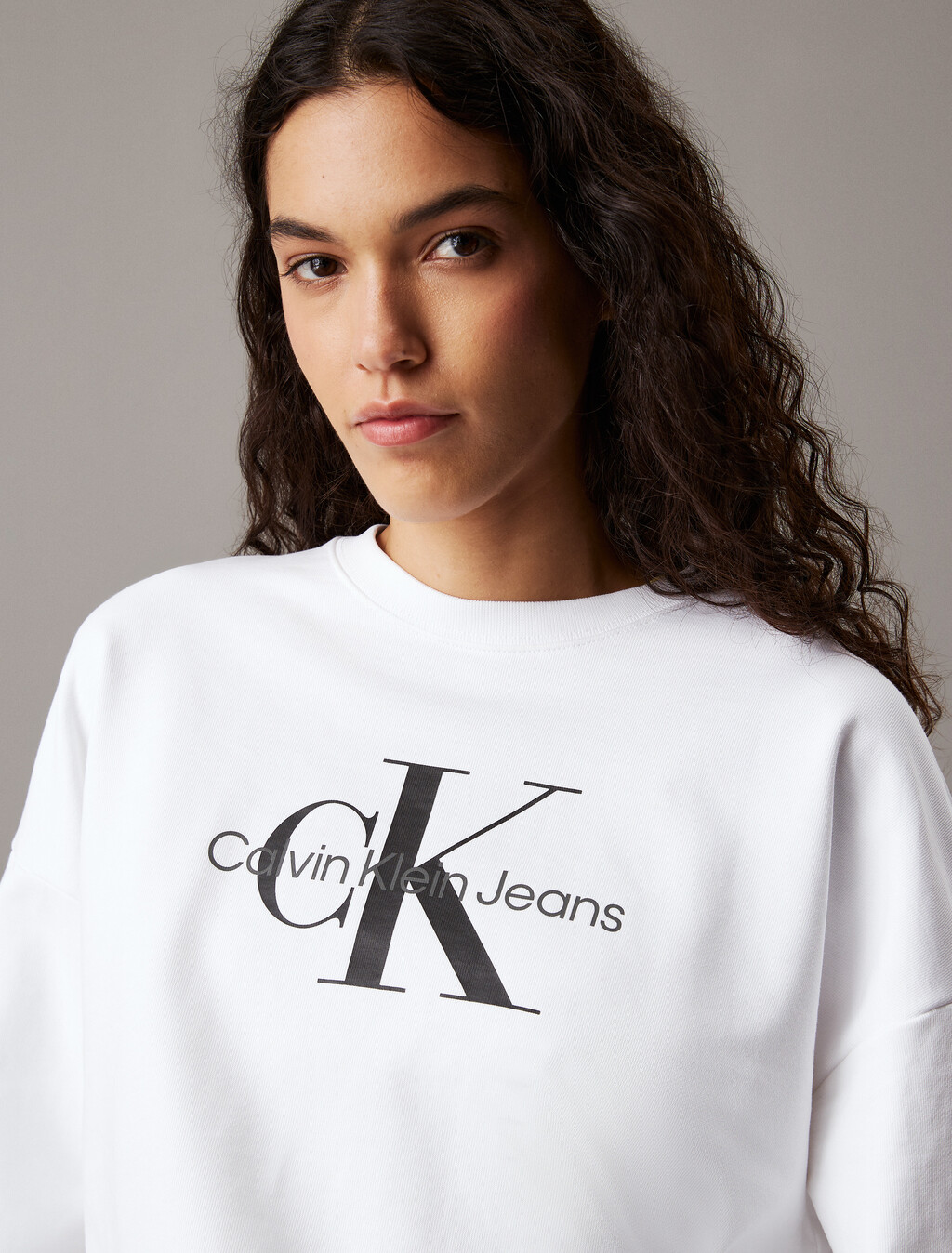 Cropped Monogram Sweatshirt, Brilliant White, hi-res