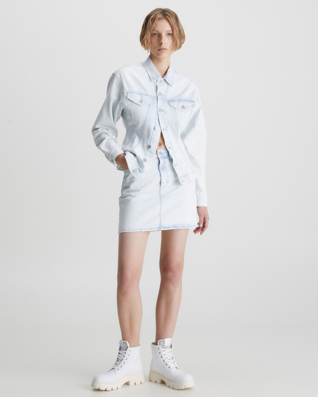 Tailored Denim Corset Jacket, Denim Light, hi-res
