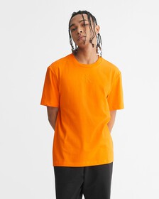EMBOSSED MONOGRAM RELAXED TEE, Vibrant Orange, hi-res