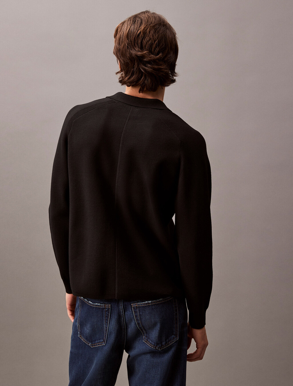 Tech Knit Sweater Polo Shirt, Black, hi-res