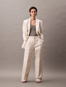 Relaxed Linen Pleated Trousers, Tofu, hi-res
