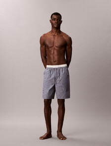 Cotton Chambray Sleep Shorts, CHAMBRAY INDIGO, hi-res