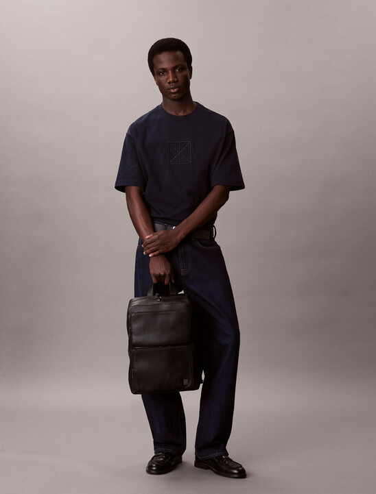 Slim Saffiano Emblem Logo Backpack