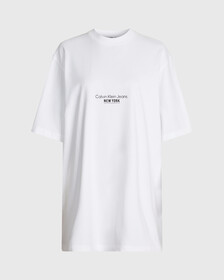 Embroidered T-Shirt Dress, Bright White, hi-res