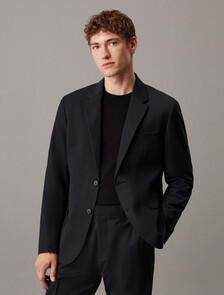 Refined Wool Blend Slim Blazer, Black, hi-res