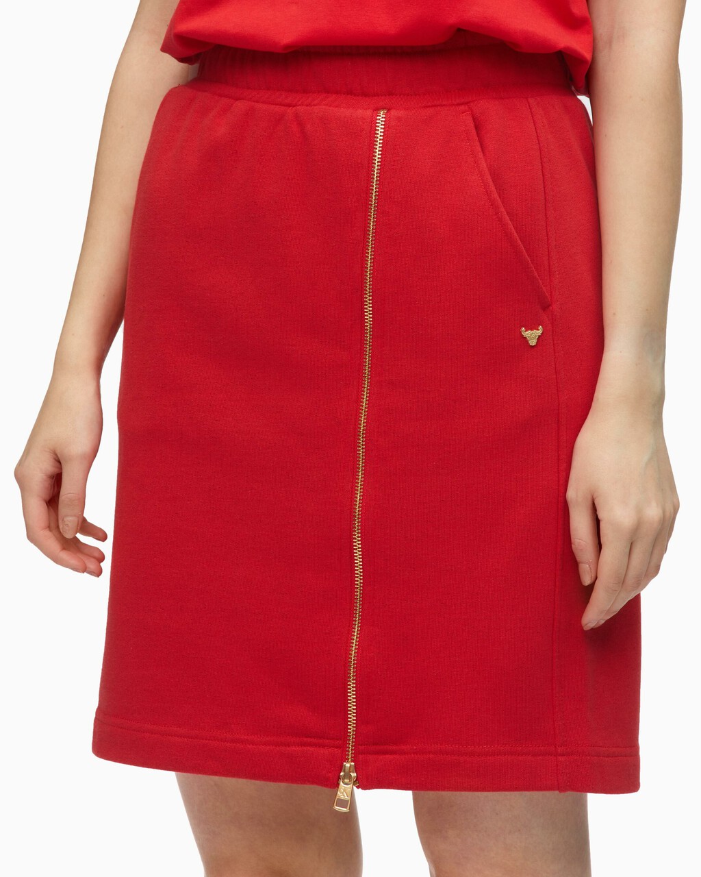 CHINESE NEW YEAR CAPSULE FRONT ZIP SWEAT SKIRT, Chinese Red, hi-res