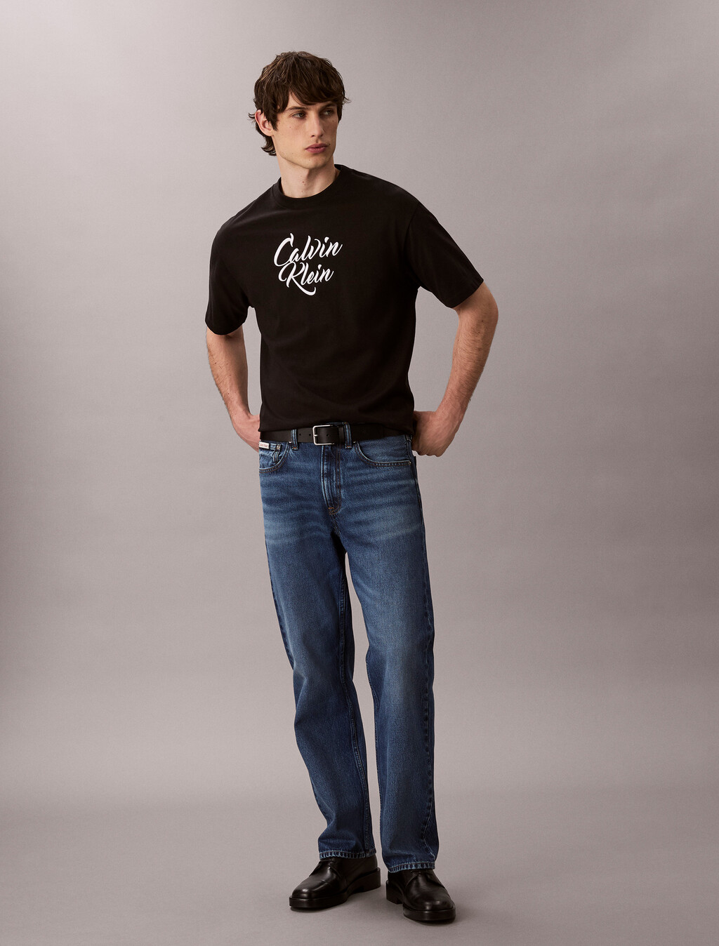 Script Logo Graphic Relaxed T-Shirt, Black, hi-res